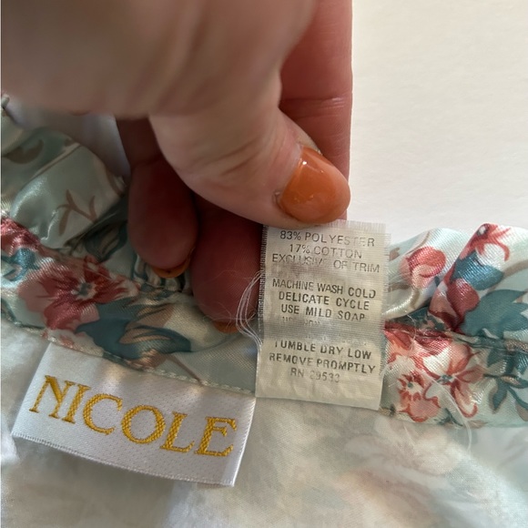 Vintage Satiny Flannel-Backed Floral Nightgown - Picture 7 of 12